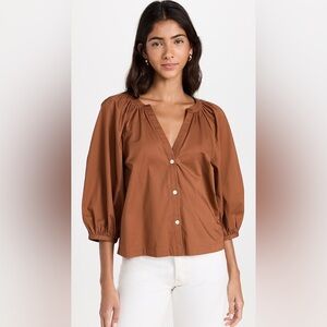 STAUD Dill Poplin Top in Sage Green